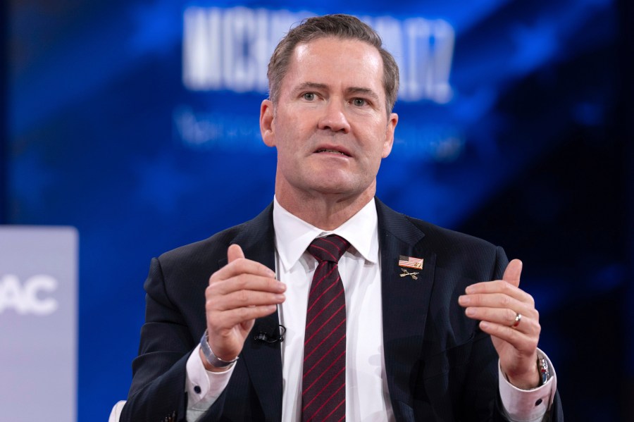 FILE - White House national security adviser Mike Waltz speaks at the Conservative Political Action Conference, CPAC, Feb. 21, 2025, in Oxon Hill, Md. (AP Photo/Jose Luis Magana, File)