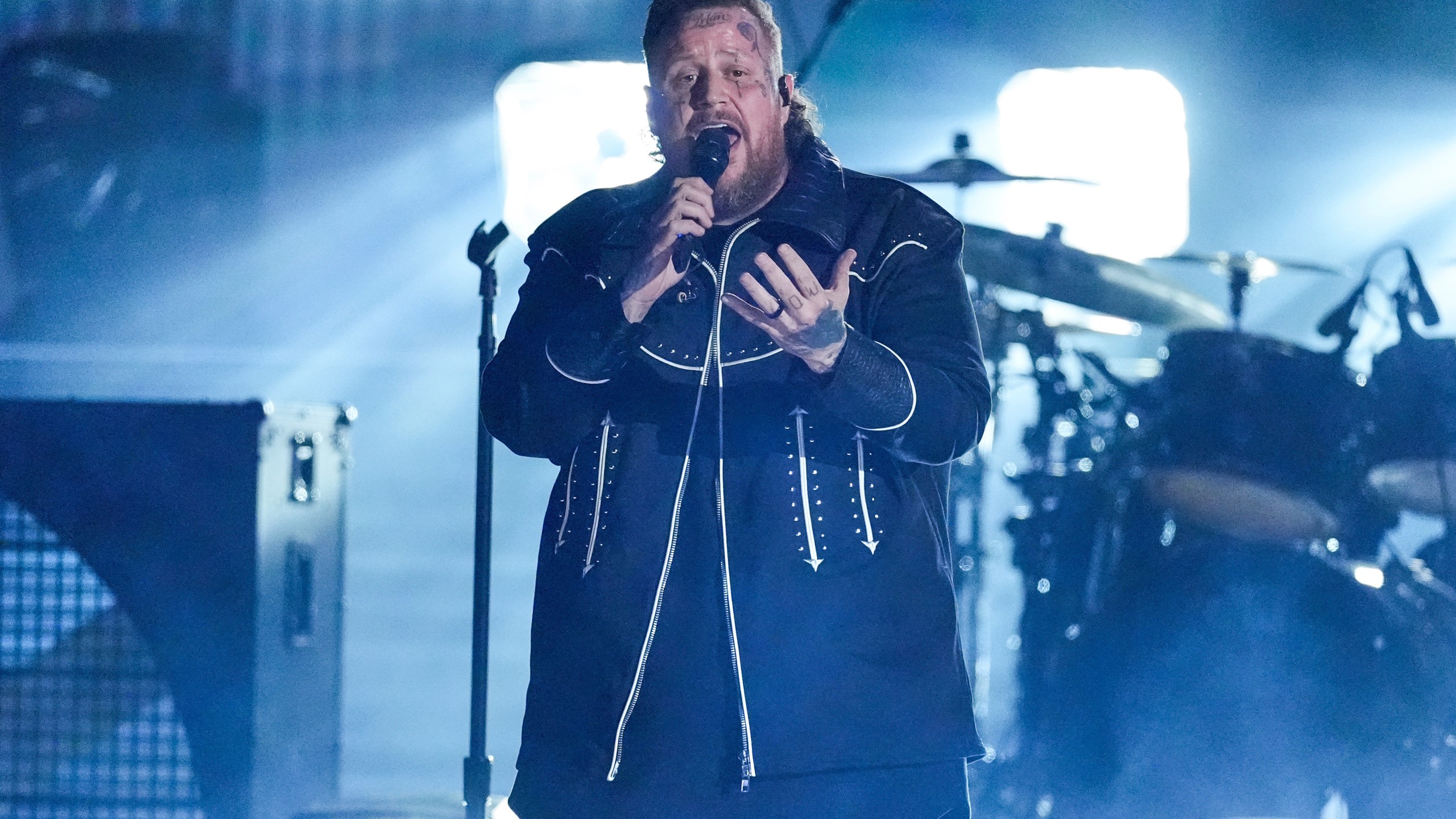FILE - Jelly Roll performs "Heart of Stone" at the 60th annual Academy of Country Music Awards in Frisco, Texas on May 8, 2025. (AP Photo/Chris Pizzello, File)