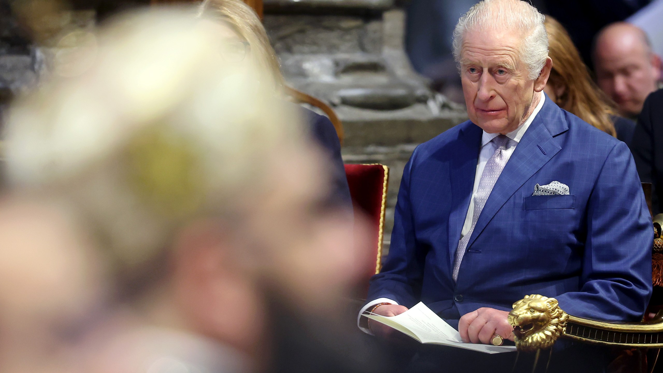 Britain's King Charles III attends an Advent Service at Westminster Abbey, in London, Wednesday, Dec. 10, 2025. (Chris Jackson/Pool Photo via AP)