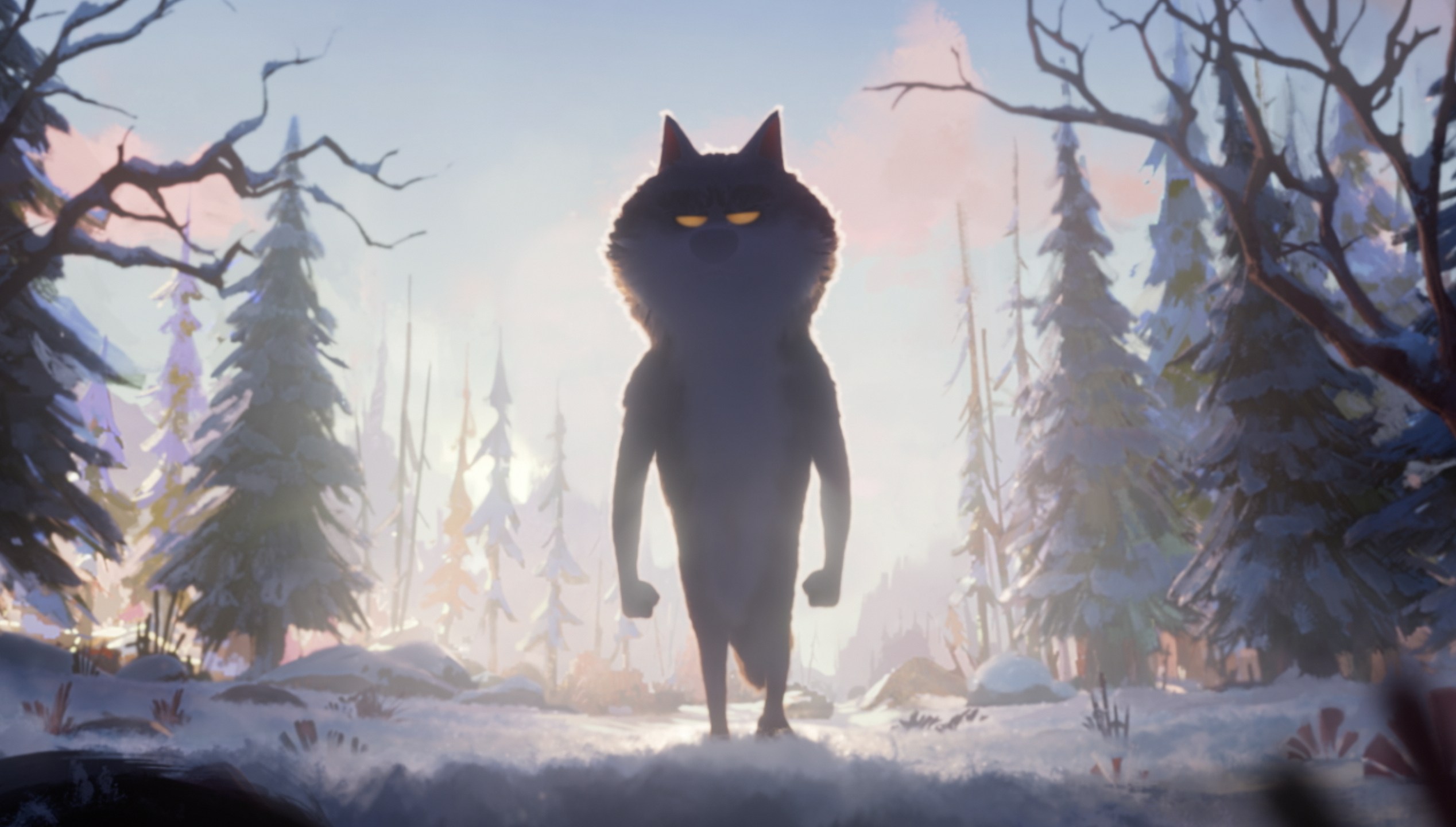 This image taken from video and released by agency Romance shows a scene of the two-and-a-half-minute film 'Unloved' created for the French supermarket company Intermarche, that tells the story of a lonely wolf who chooses to change. (Romance/Illogic Studios (Wizz)/Nadège Loiseau/Wibke Rauers via AP)