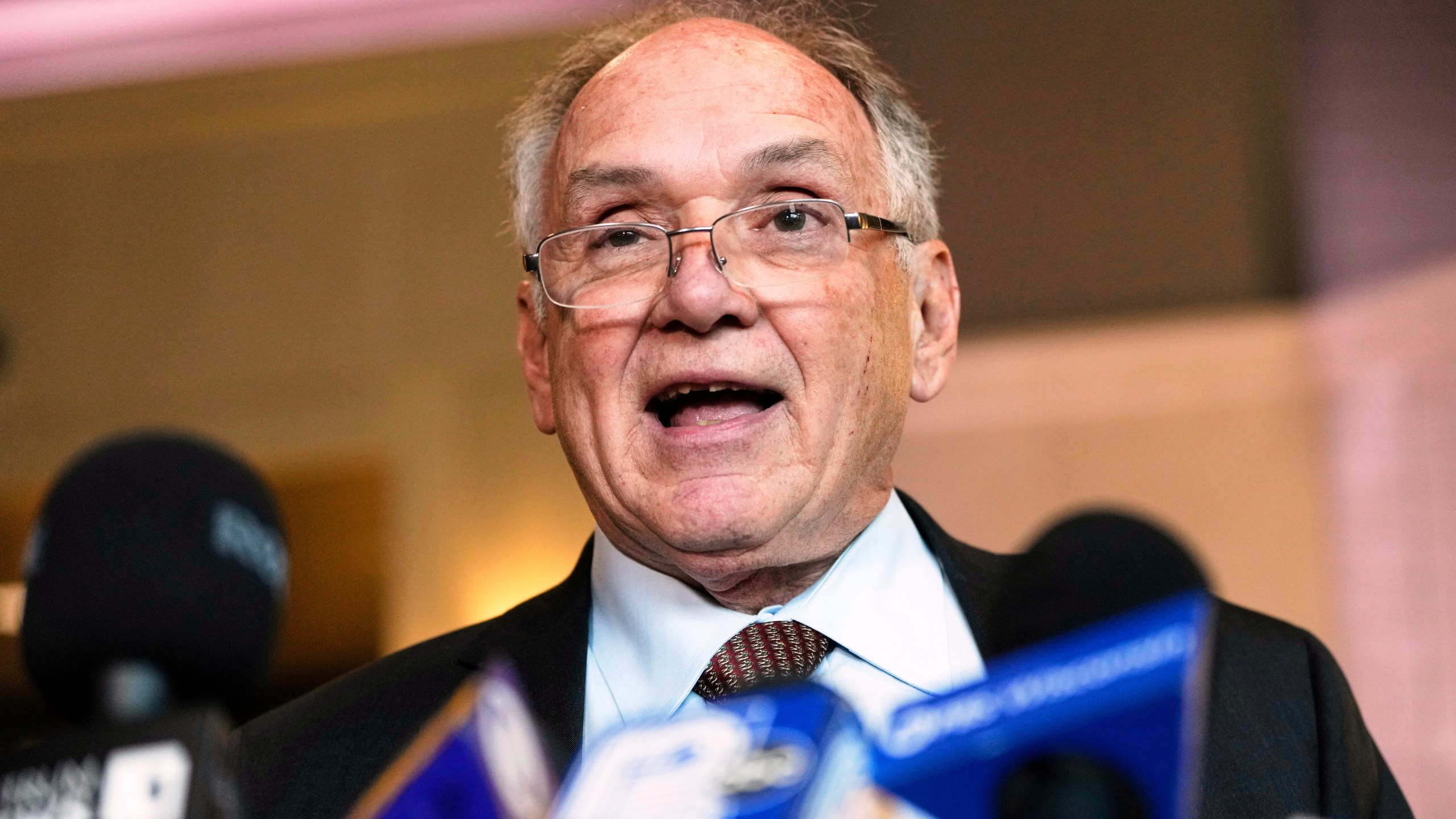 FILE - Jim Troupis reads a statement after his court appearance outside a Dane County courtroom Dec. 12, 2024, in Madison, Wis. (AP Photo/Morry Gash, File)