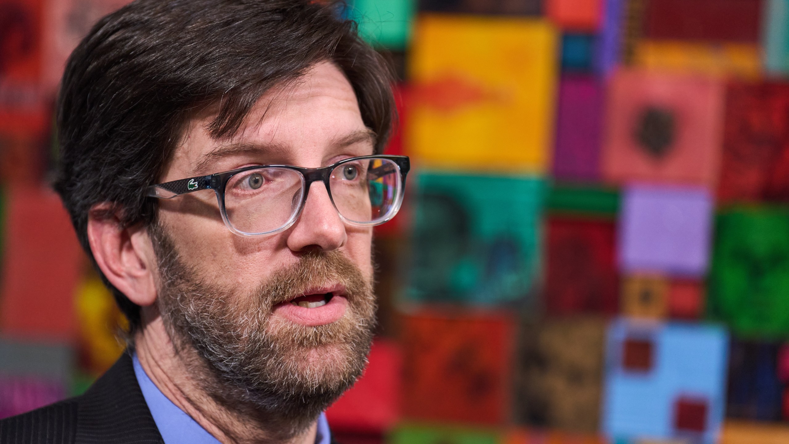 Simon Sandoval-Moshenberg, a lawyer on Kilmar Abrego Garcia's legal team who specializes in federal immigration cases, is interviewed in Fairfax, Va., Monday, Dec. 15, 2025. (AP Photo/Jacquelyn Martin)