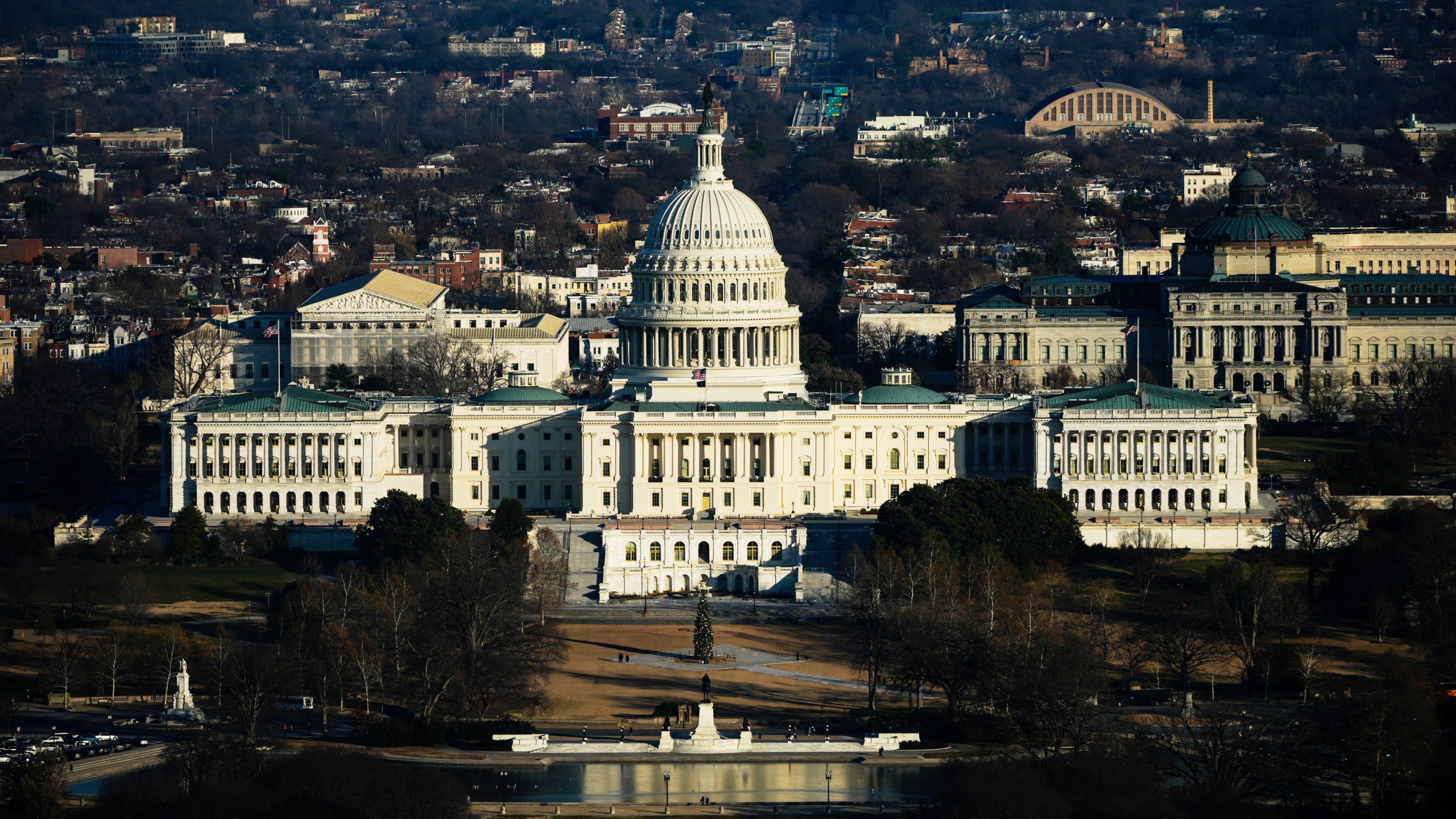The Capitol is seen from the Washington Monument, Tuesday, Dec. 16, 2025, in Washington. (AP Photo/Julia Demaree Nikhinson)