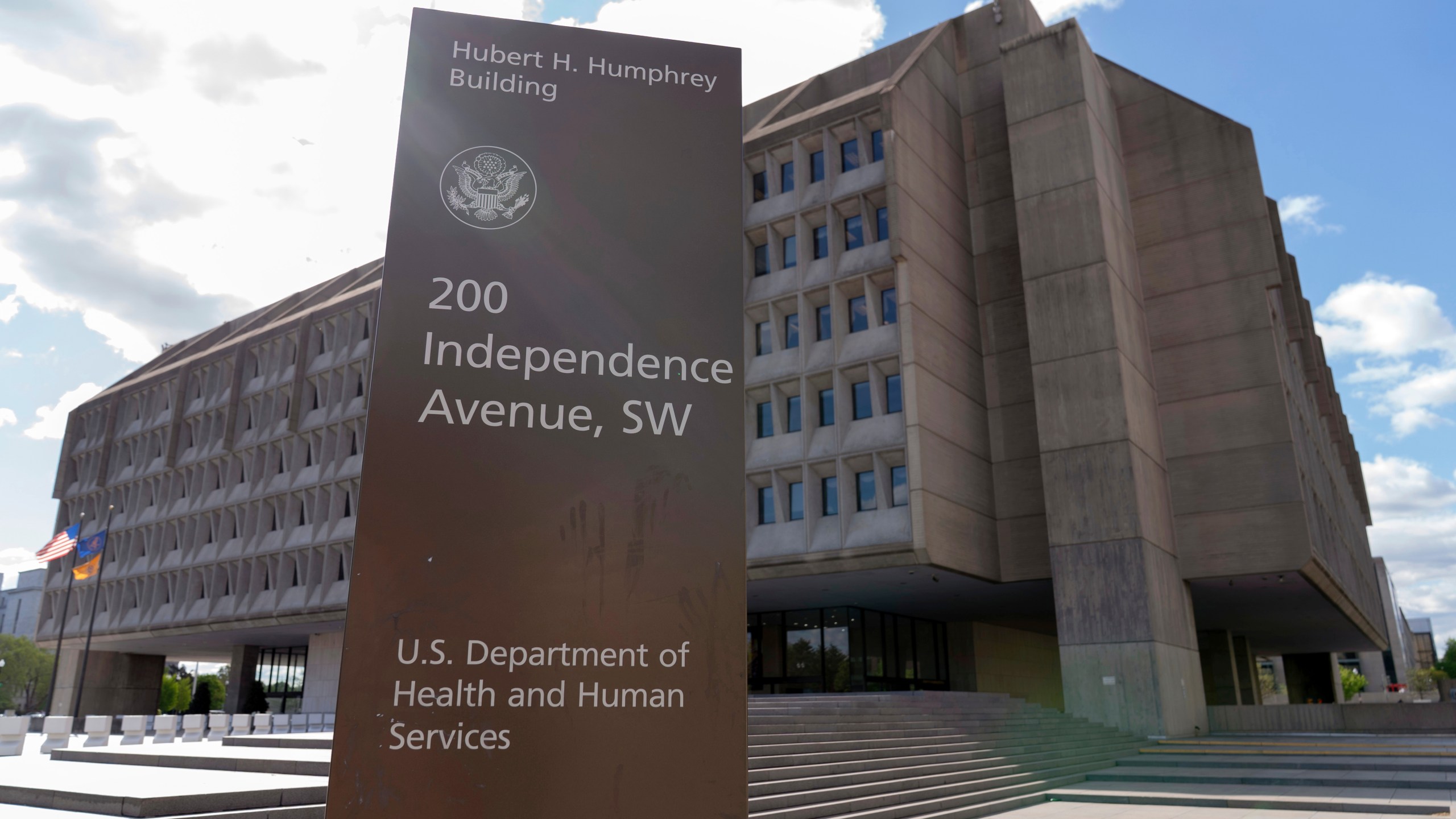 FILE - The U.S. Department of Health and Human Services is seen in Washington, April 16, 2025. (AP Photo/Jose Luis Magana, File)